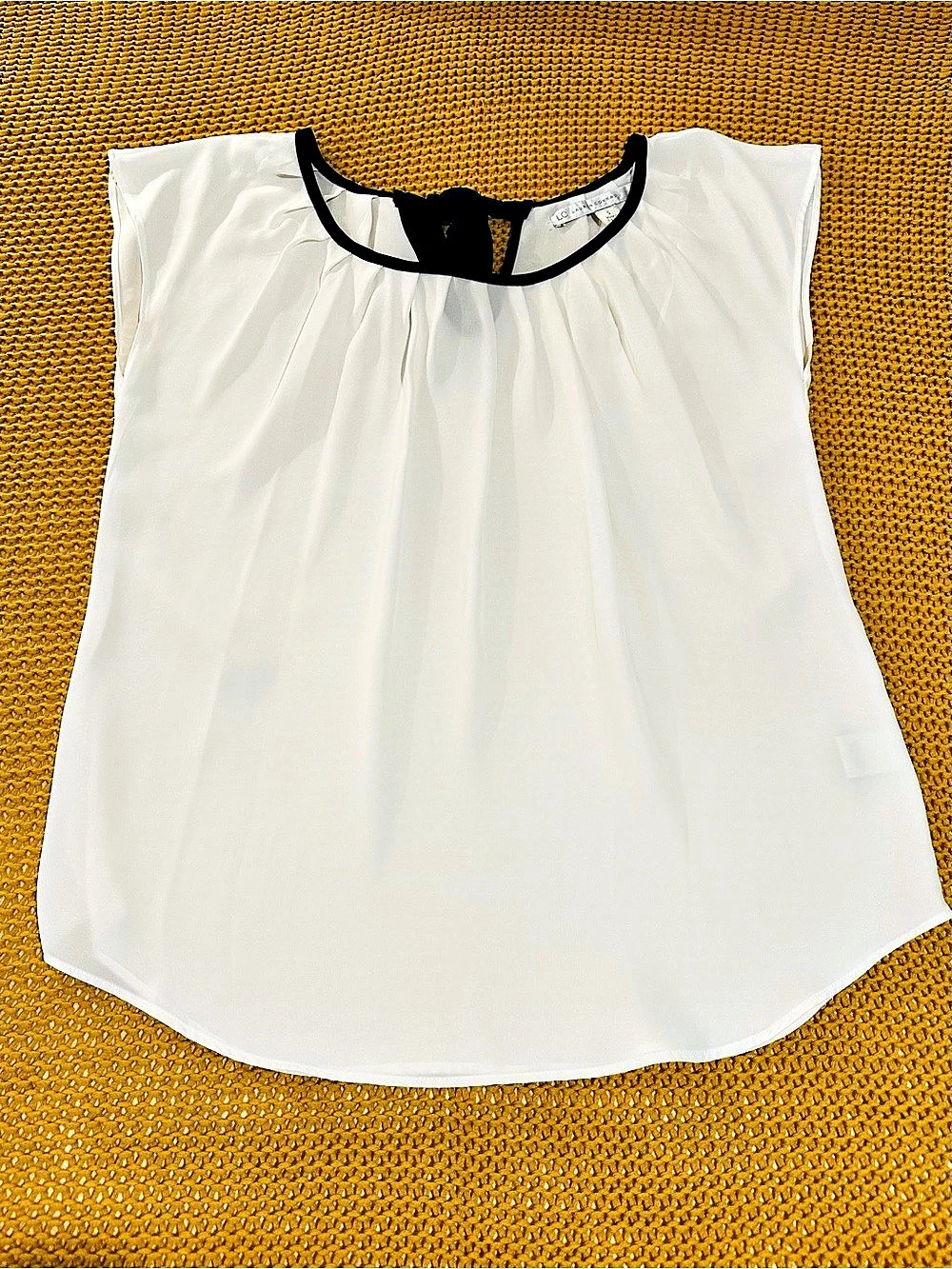 LC Lauren Conrad Blouse in White with Black Trim